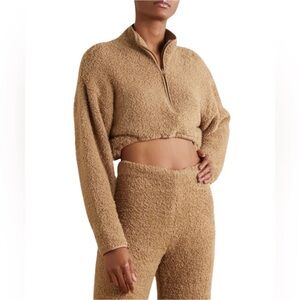 SKIMS Cozy Knit Cropped Pullover Camel
